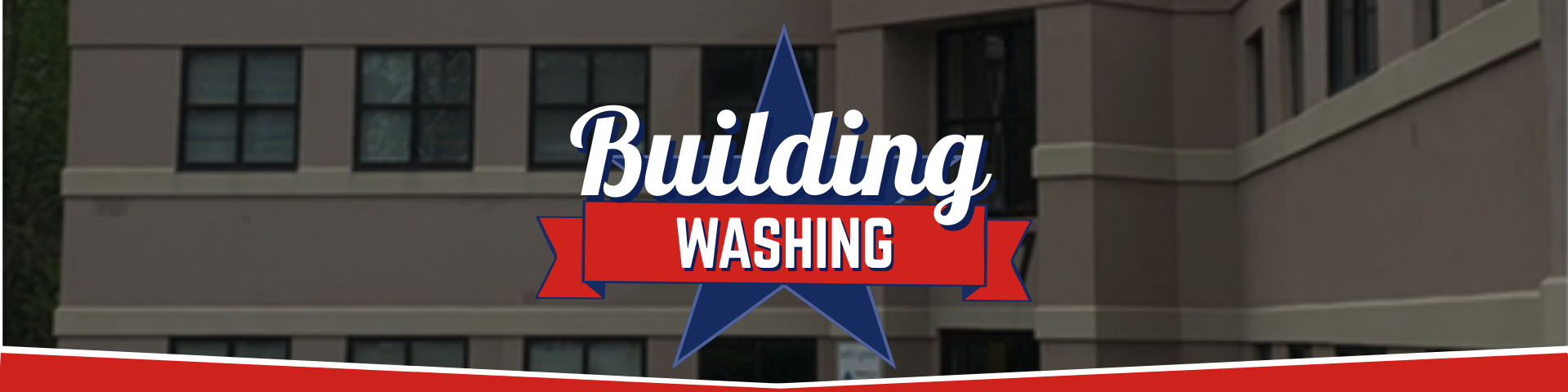 Commercial Building Washing Services | Great American Soft Wash Commercial building exterior prepared for soft washing by Great American Soft Wash.