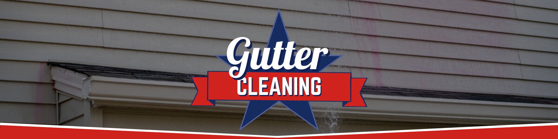Professional Gutter Cleaning Services | Great American Soft Wash Dirty residential gutter and siding prepared for cleaning by Great American Soft Wash.